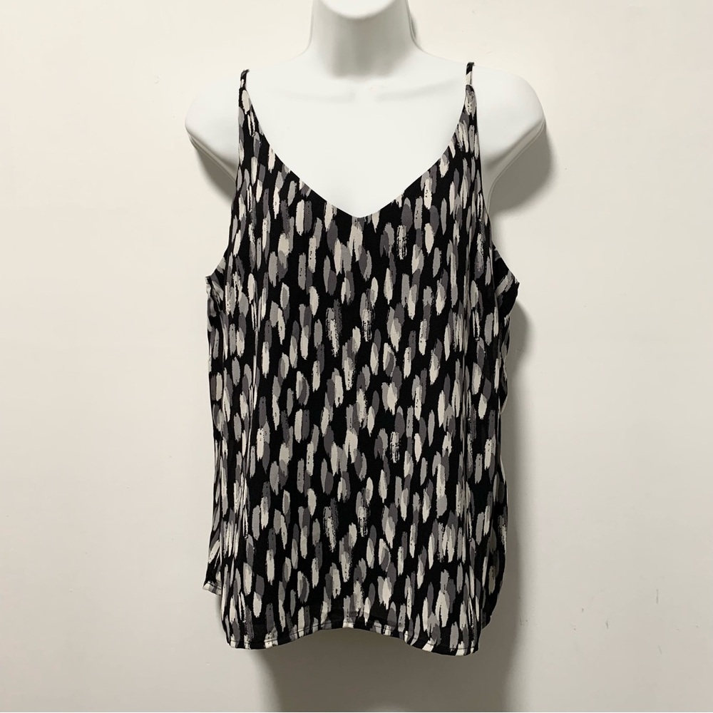 Banana Republic Black and Grey  Camisole with Abstract Pattern and V-Neckline